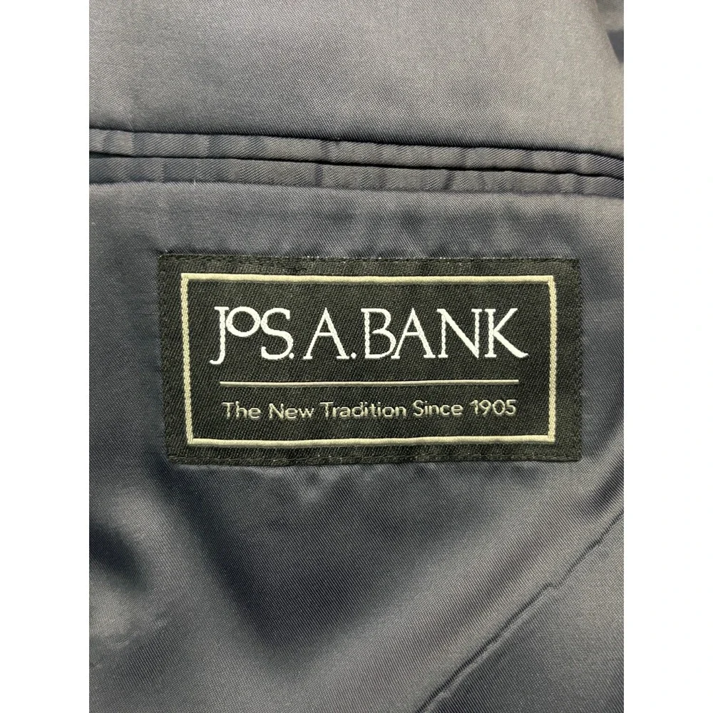 Jos A Bank 46R 40x30 Navy Blue 2pc Pant Suit Wool Tailored Fit Flat Front Modern